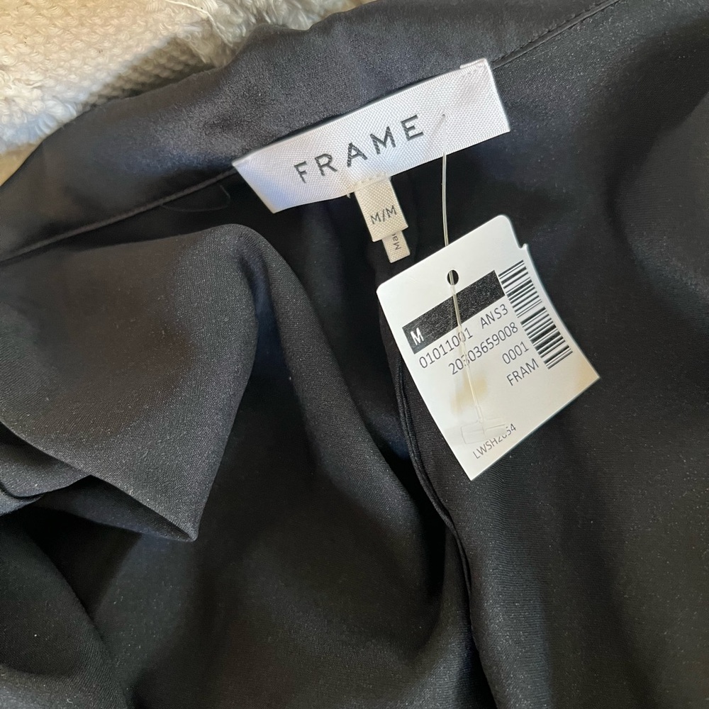 Frame Black Satin Button Down Blouse - Picture 4 of 9